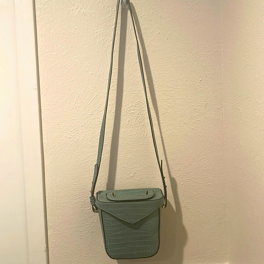 Muted Sea-foam Green Croc Skin Crossbody